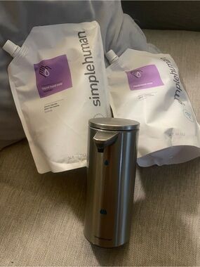 simplehuman brushed liquid dispenser w  2 NWT Lavender Liquid Hand Soap Refills
